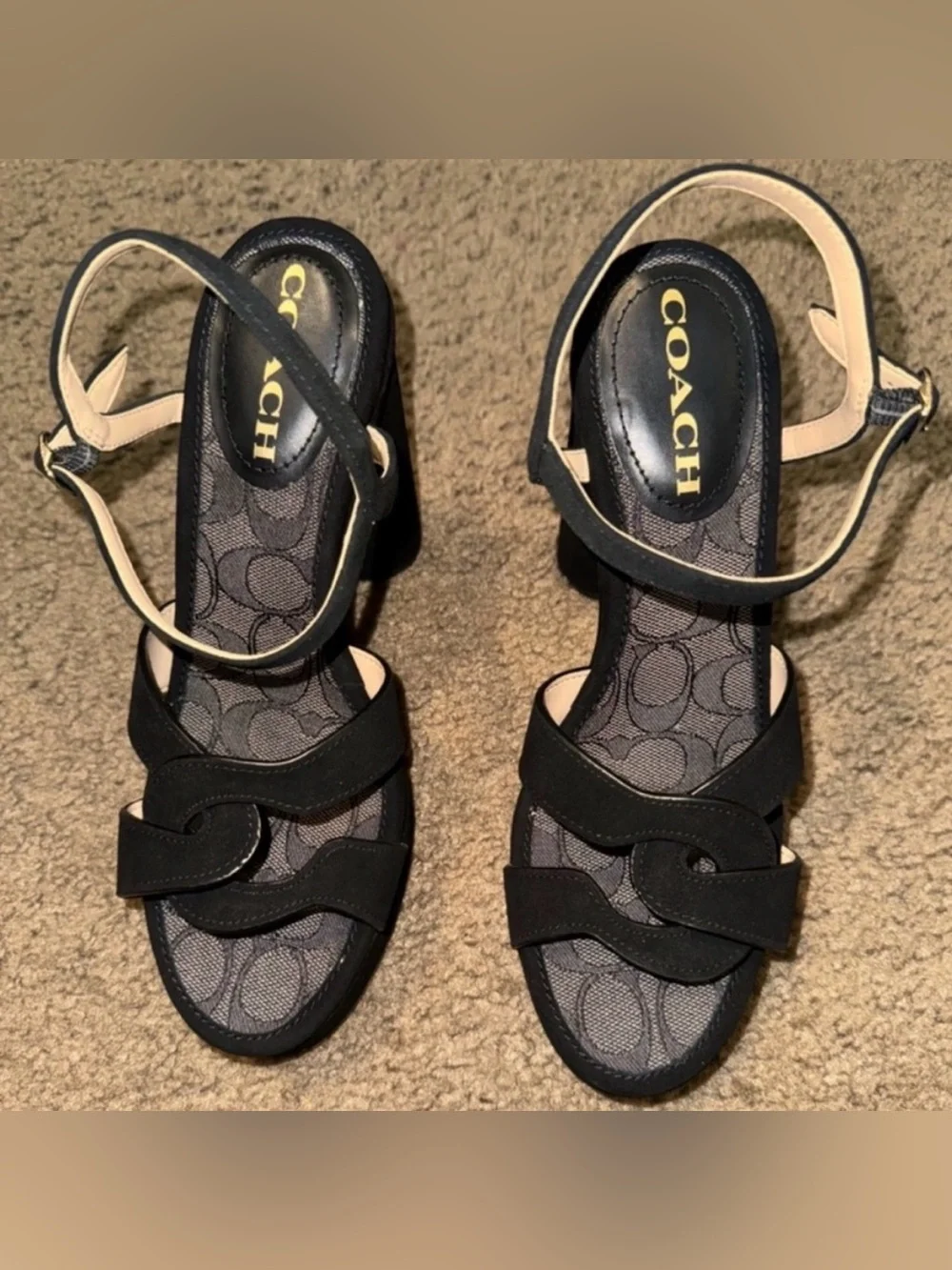Coach Talina Suede Black Platform Sandals